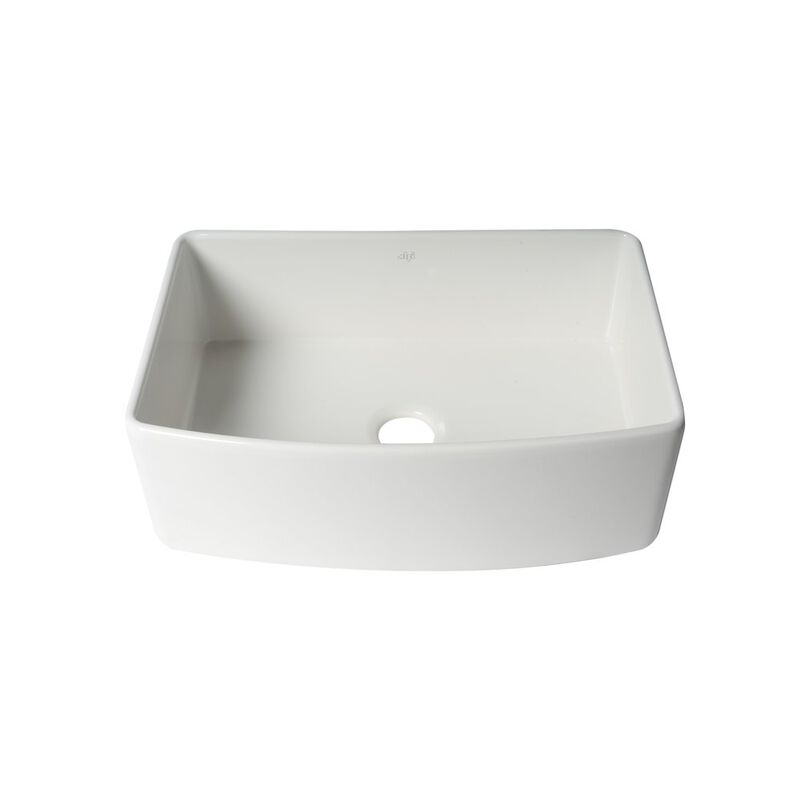 ALFI brand ALFI Brand White Smooth Curved Apron 30 x 20 Single Bowl Fireclay Farm Sink
