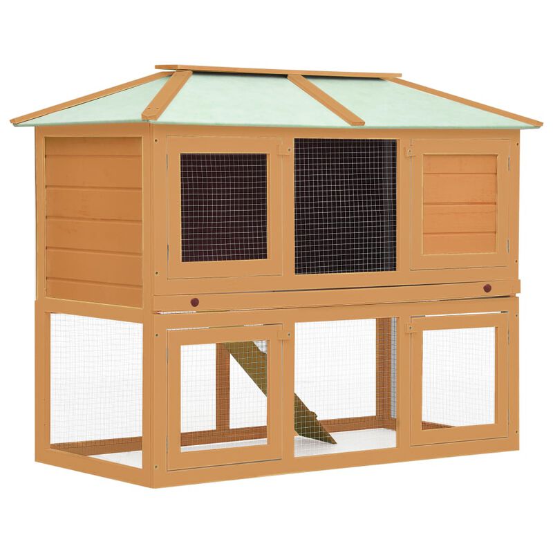 Animal Rabbit Cage Double Floor Solid Fir Wood image number 0