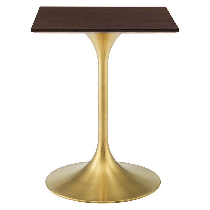 Modway - Lippa 24" Square Wood Dining Table Gold Cherry Walnut