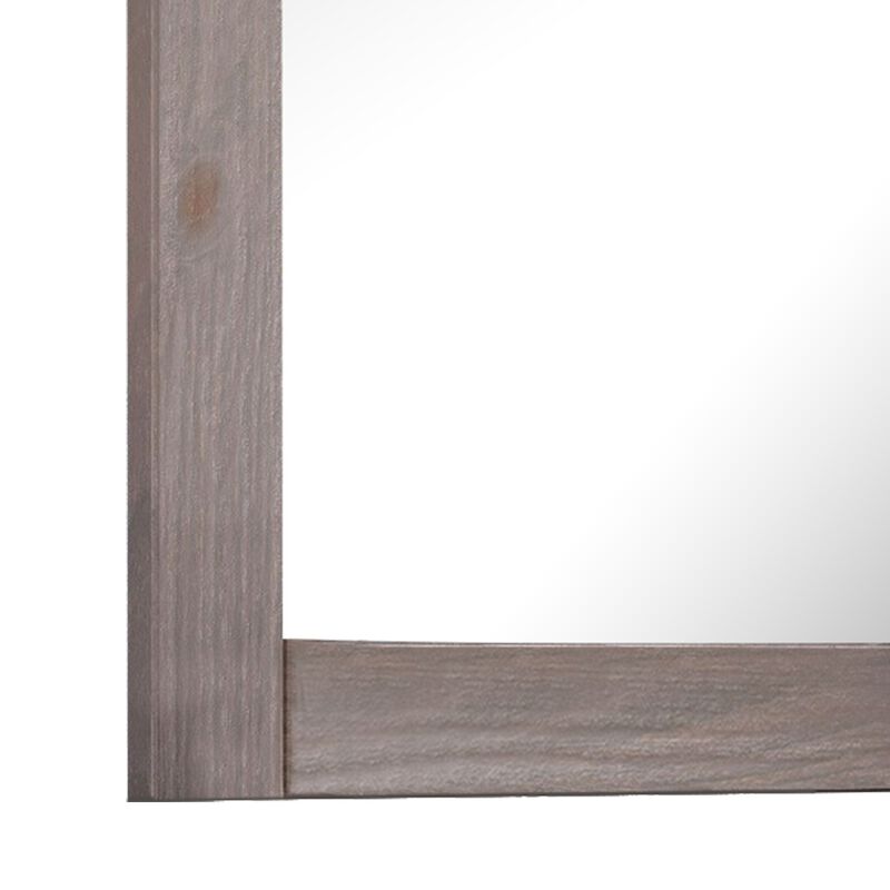 Stav 40 Inch Wall Mirror, Rustic White Solid Wood Rectangular Frame image number 3