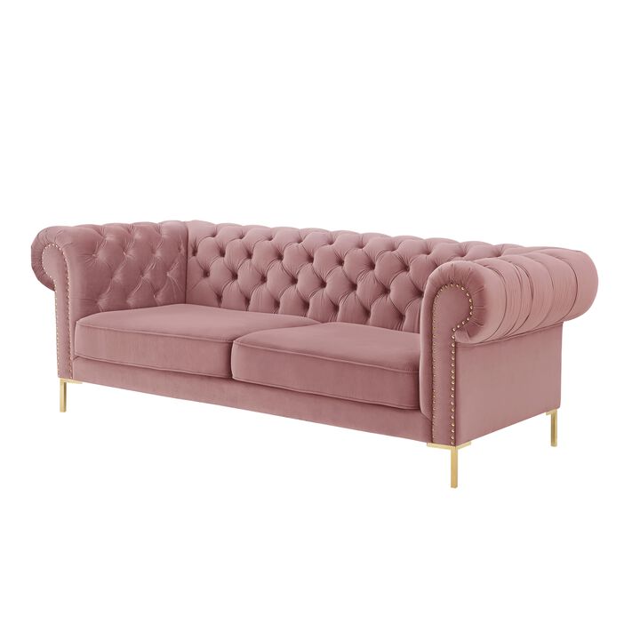 Inspired Home Zuleyka Velvet Chesterfield Sofa