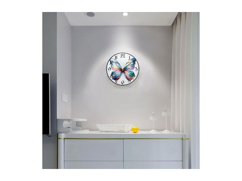 Butterfly Watercolor Wall Clock 5 Inch Silent Non Ticking Battery Operated image number 3