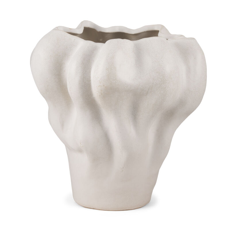 HomeRoots 12" Cream Abstract Sculptural Ceramic Table Vase image number 0