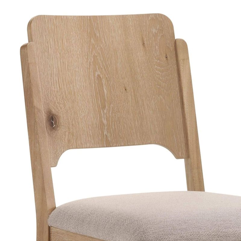 Aruk Dining Chair Set of 2, Khaki Padded Fabric Seat, Brown Wood Legs image number 2