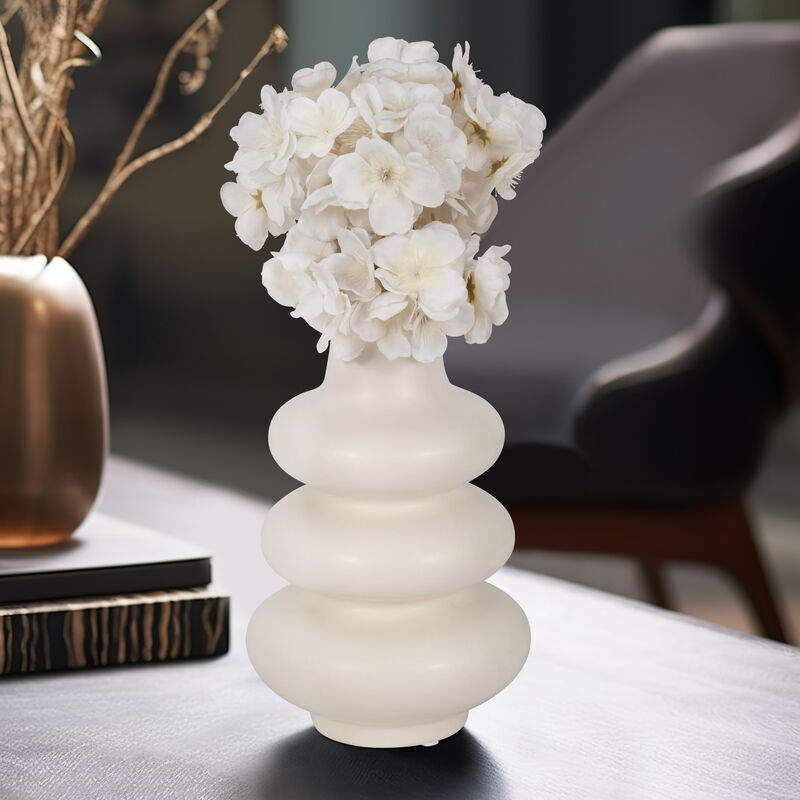 9" Ivory Stone Sphere Vase