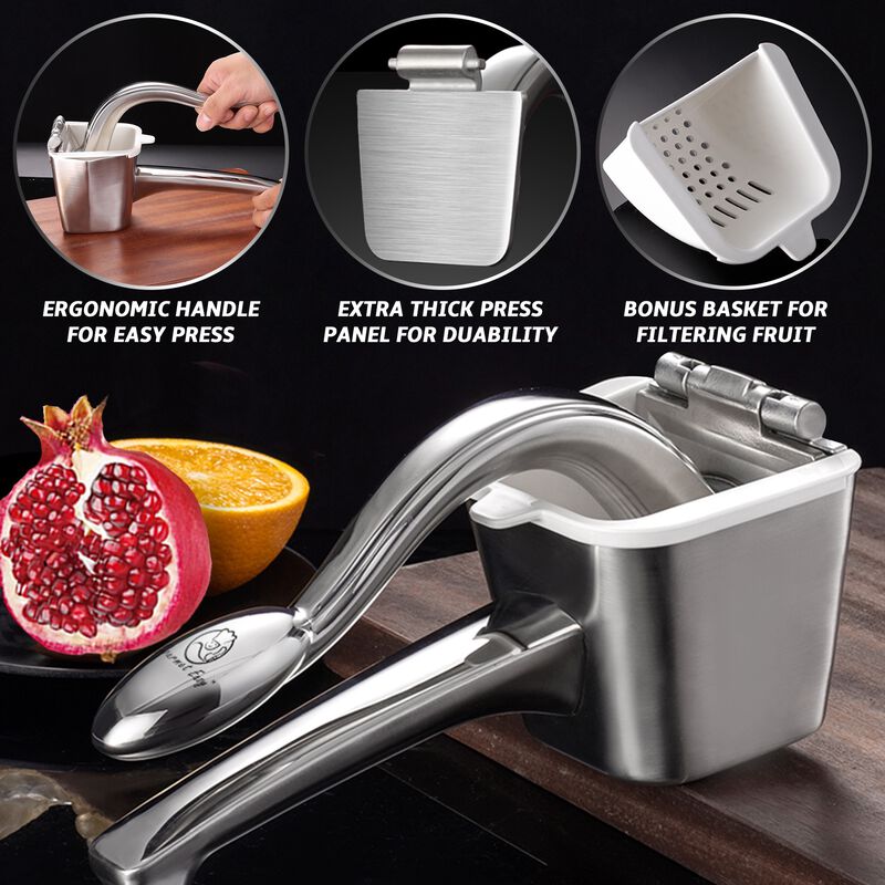 Stainless Steel Lemon Squeezer, Heavy-Duty Orange Juicer, Durable Hand Press Citrus Juicer, Portable Lime Squeezer
