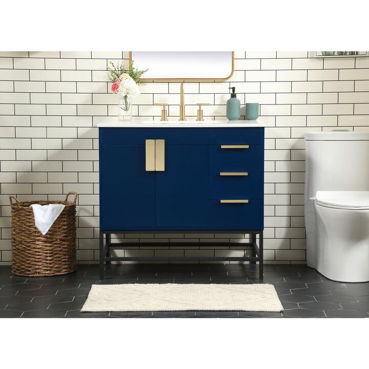 Elegant Kitchen and Bath 36 inch Single bathroom vanity in blue