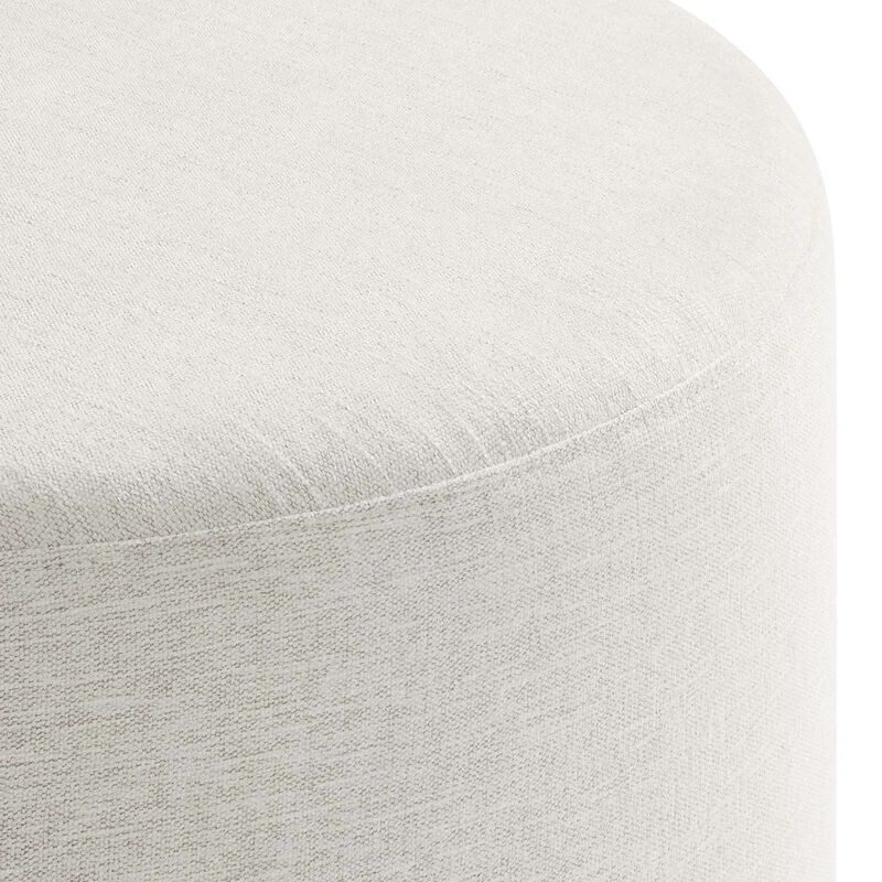 Callum Large 29" Round Woven Heathered Fabric Upholstered Ottoman image number 4