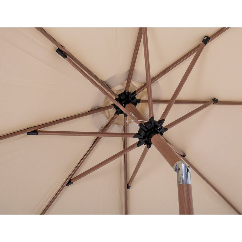 Meridian Furniture Fiji Beige Fabric / Matte White Aluminum Patio Umbrella with Base Sets