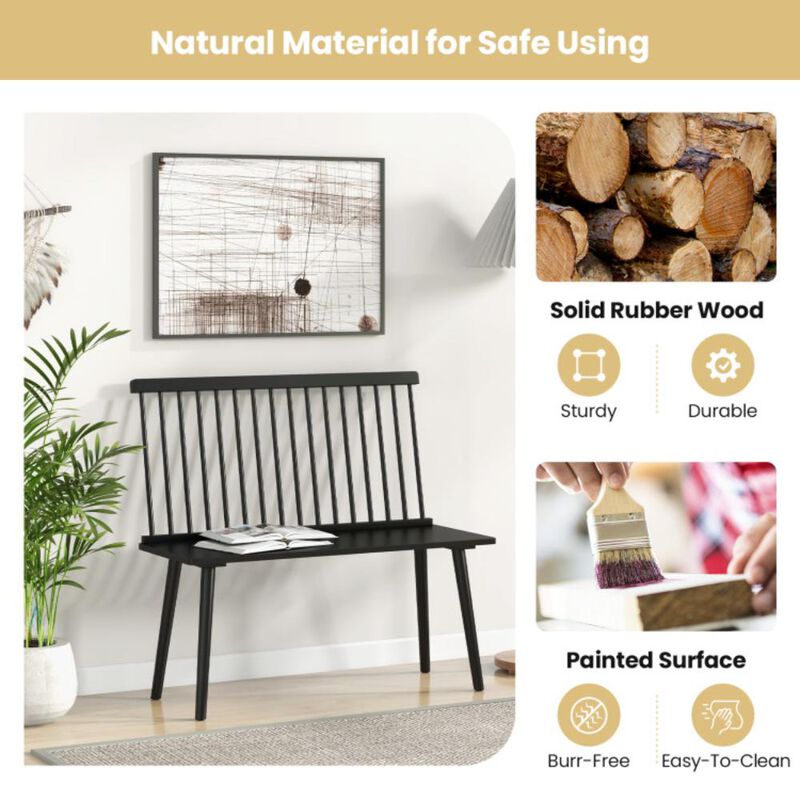 Hivvago Bench for 2 with Spindle Back for Kitchen Dining Room Hallway