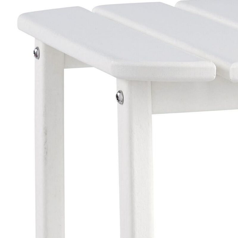 Slatted Rectangular Hard Plastic End Table with Straight Legs, White-Benzara image number 3