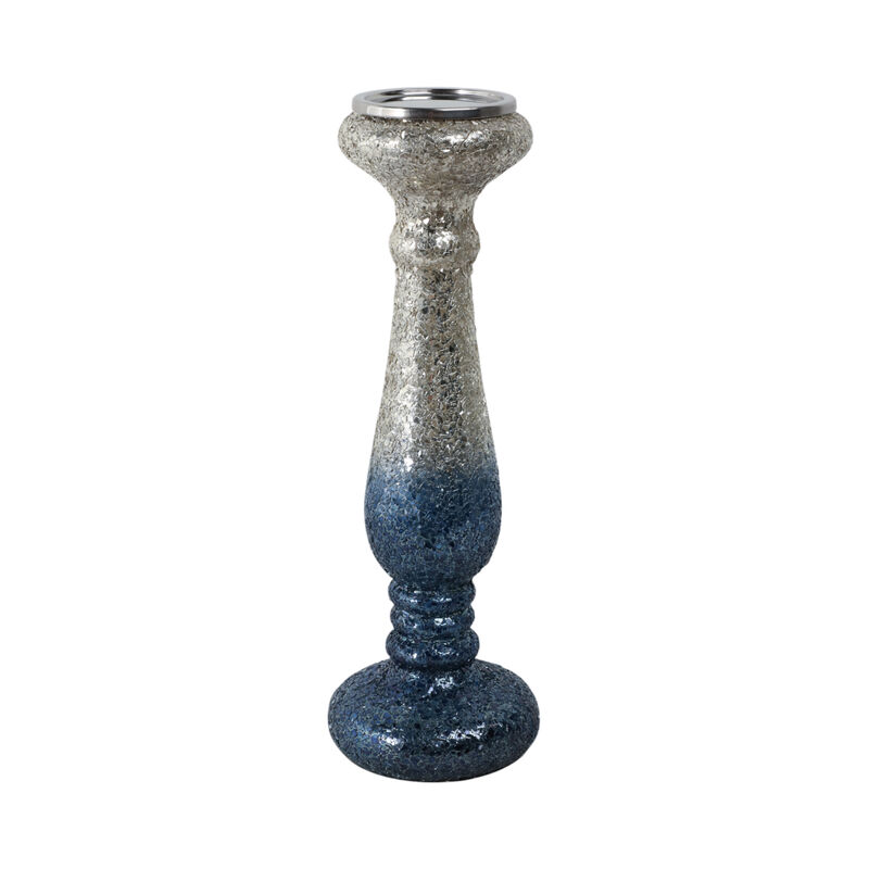 Silver Blue Crackled Candle image number 2