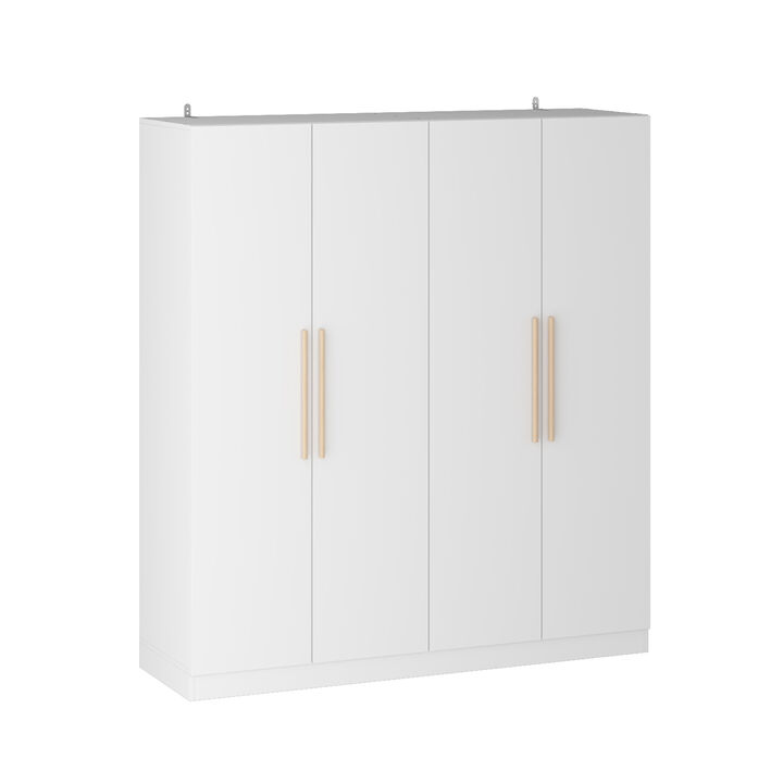 FUFU&GAGA 4-Door White Wardrobe Closet with Ample Storage and Elegant Design (63" W x 19.7" D x 69.7" H ) ,Grey