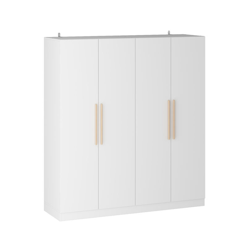 FUFU&GAGA 4-Door White Wardrobe Closet with Ample Storage and Elegant Design (63" W x 19.7" D x 69.7" H ) ,Grey
