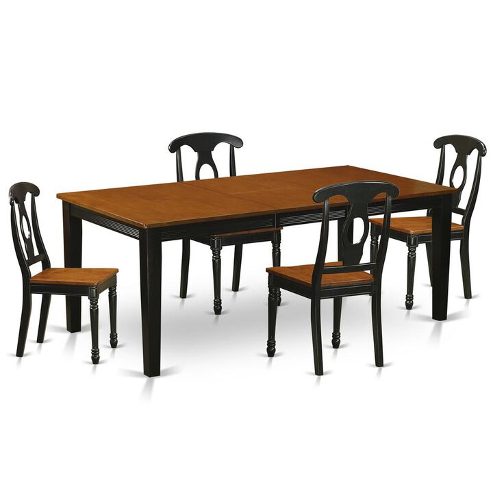 East West Furniture 5  PC  Dining  room  set-Dining  Table  with  4  Wood  Dining  Chairs