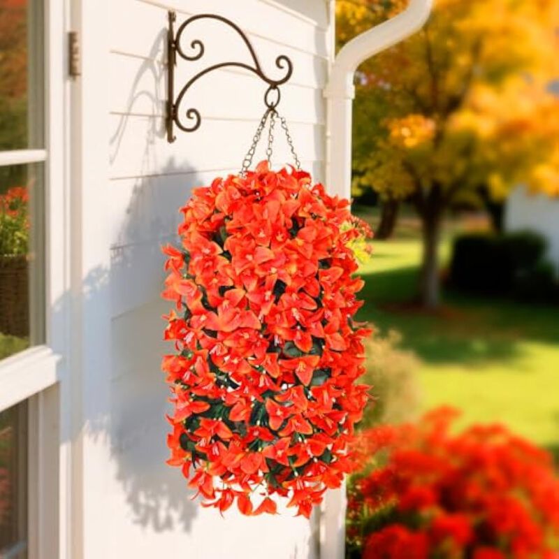 2 Piece Artificial Hanging Bougainvillea Flowers UV Resistant Outdoor Garden image number 3
