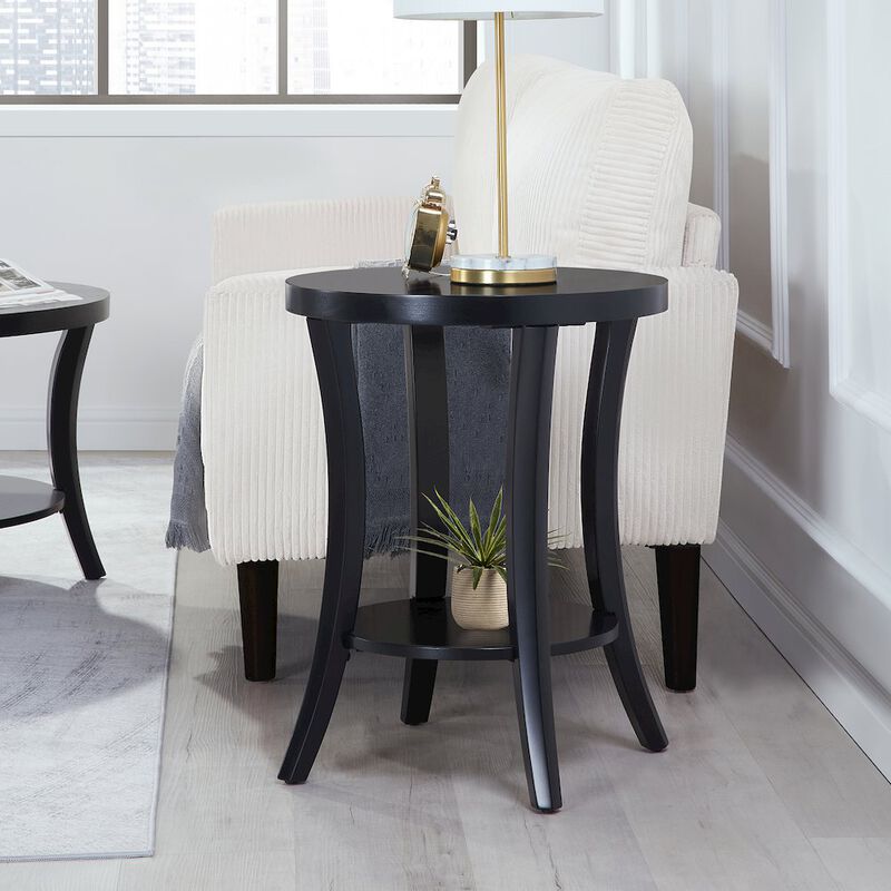Convenience Concepts Charleston Round End Table with Shelf
