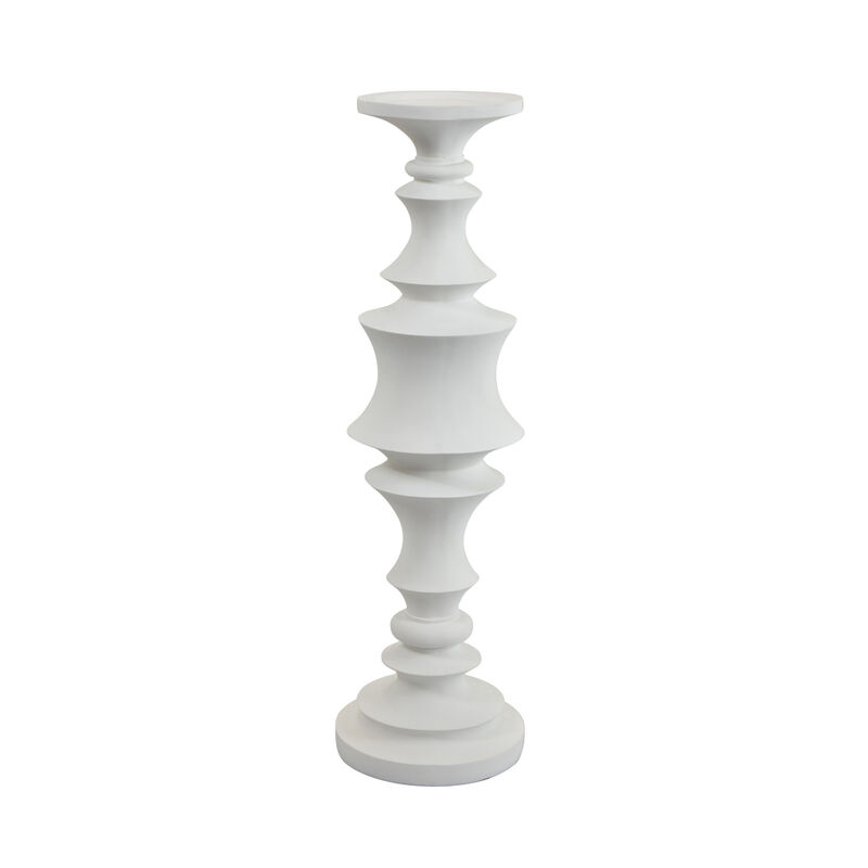 Tabletop D&eacute;cor Candle Holder, Tiered Baluster Style, White Resin, 18 Inch image number 2