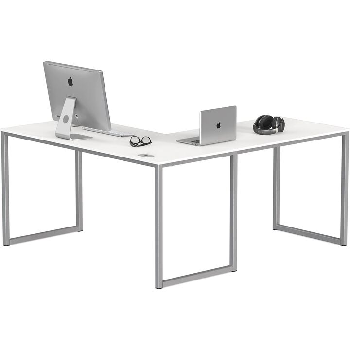 SHW Home Office 55-Inch Large L Shaped Corner Desk, 24 Deep, White