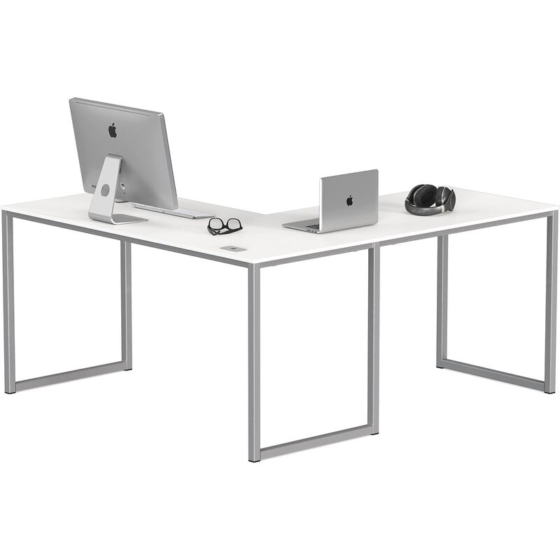 SHW Home Office 55-Inch Large L Shaped Corner Desk, 24 Deep, White