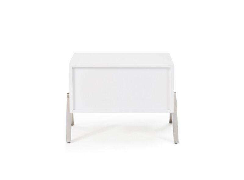 Contemporary Silky Nightstand with Steel Base and Drawer Storage