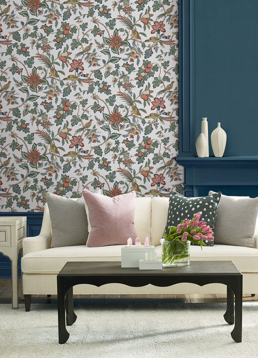 Parterre Coral Jacobean Wallpaper