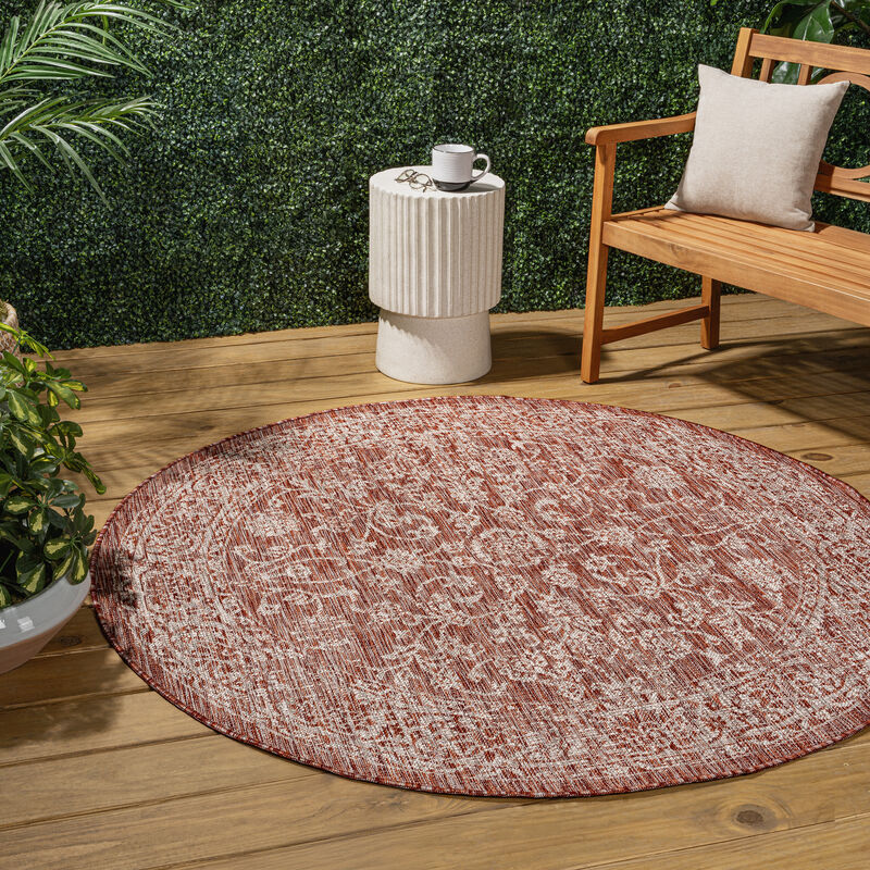 Tela Bohemian Textured Weave Floral Area Rug