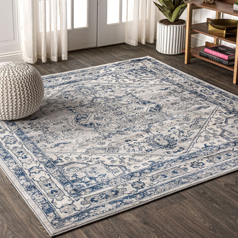 Modern Persian Vintage Medallion Square Area Rug