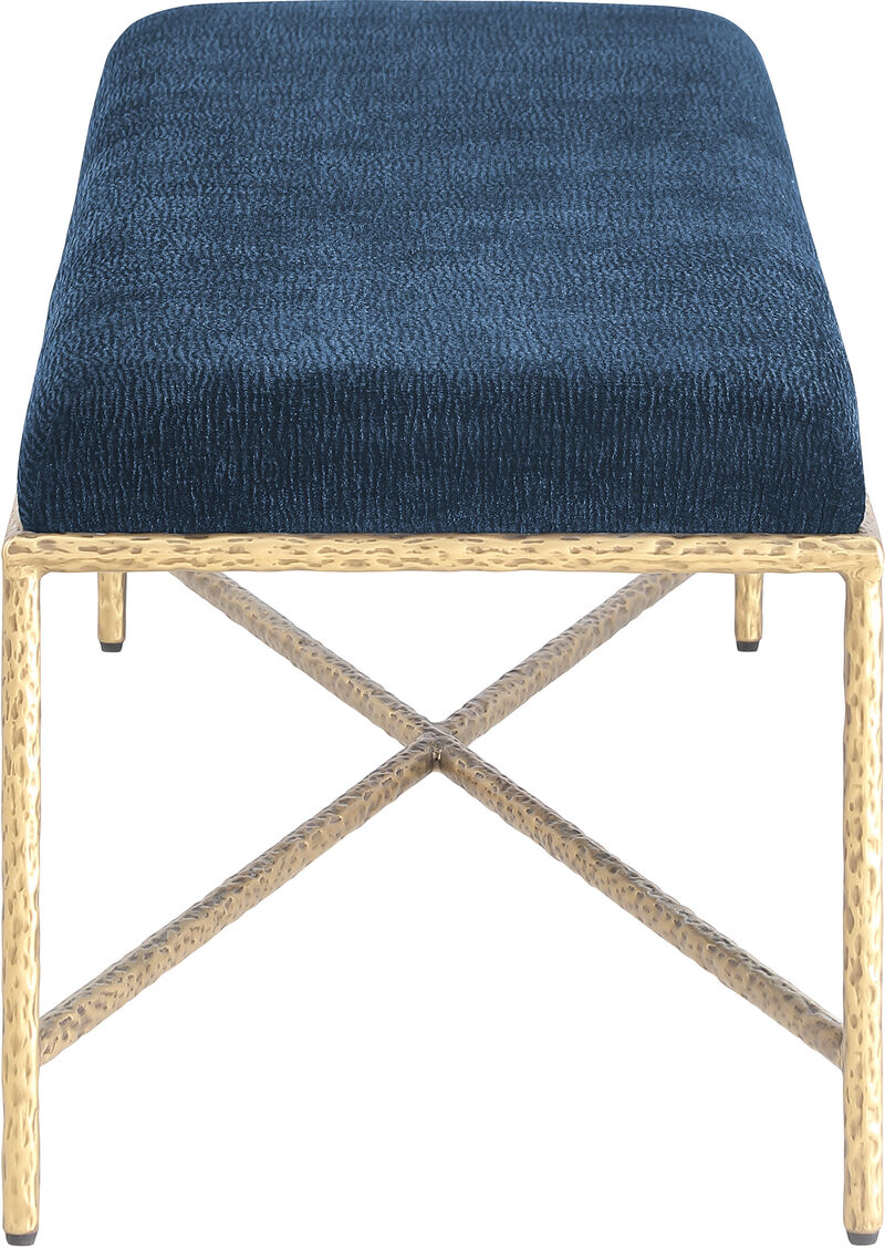 Meridian Furniture Valley Navy Chenille Fabric Bench