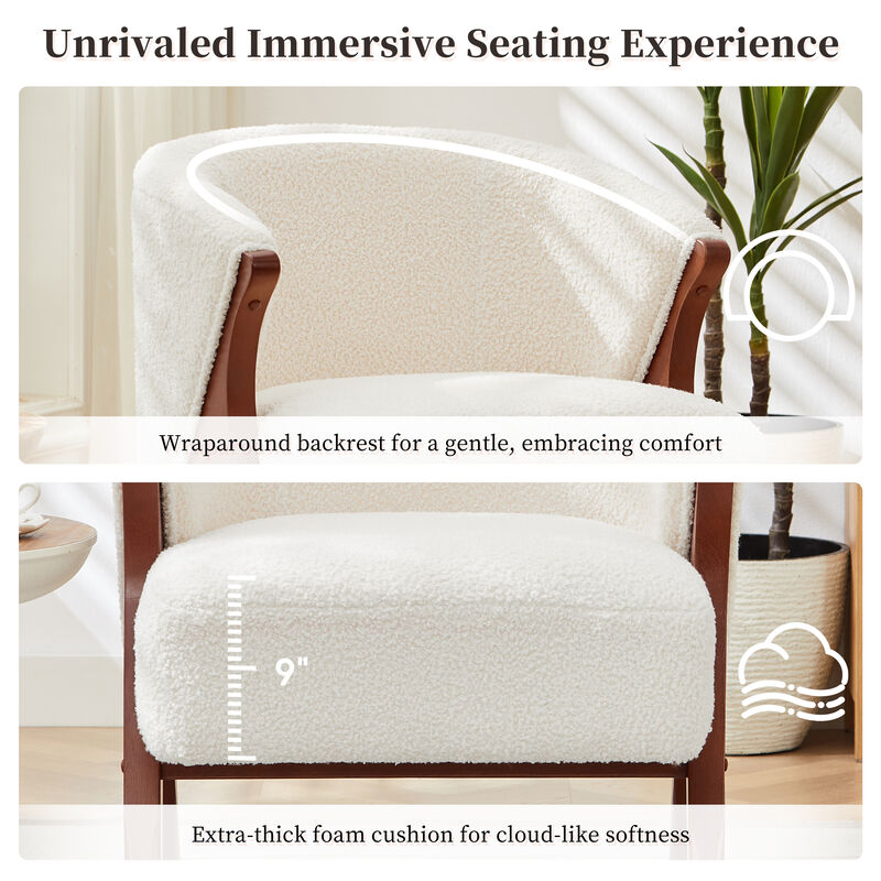 Merax Solid Wood A-Frame Armchair with Wrap-Around Backrest & Thick Cushion image number 4