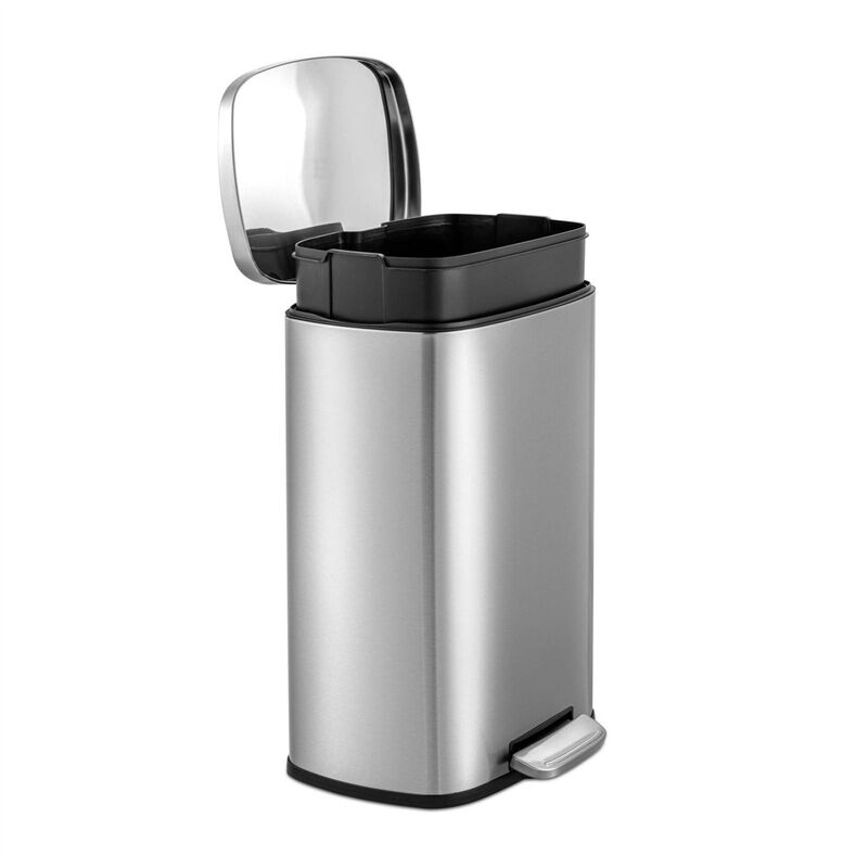Hivvago 13 Gallon Brushed Stainless Steel Kitchen Trash Can with Step Open Lid
