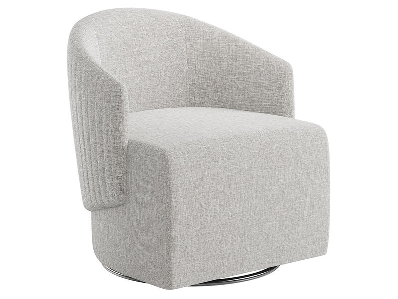 BELLEZE Swivel Accent Chair, Modern Upholstered Swivel Armchair 360 Degree Barrel Chair Comfy Corner Chair for Living Room Bedroom - Malta (Light Grey)