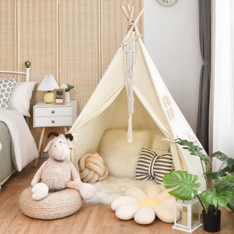 Hivvago Foldable Kids Canvas Teepee Play Tent