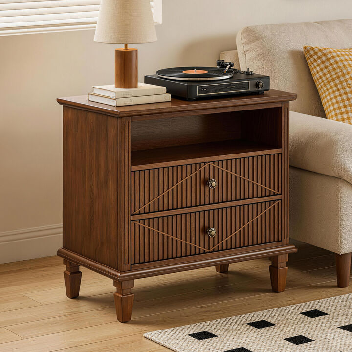 Muquup Farmhouse Nightstand with Charging Station