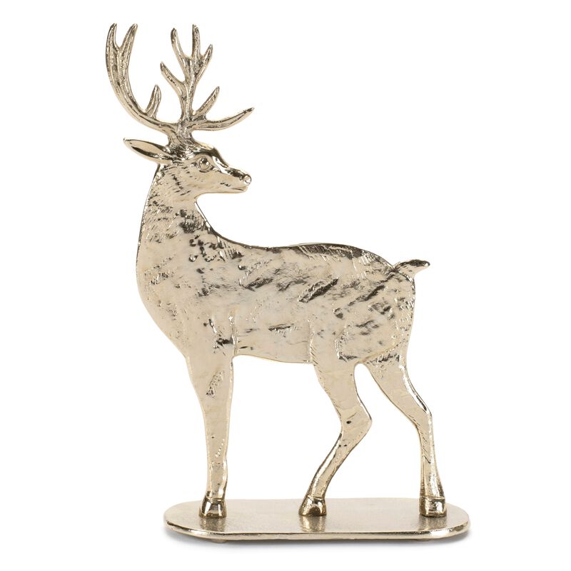 Set of 2 Metal Deer Decor Figures for Holiday Tabletop or Mantel Display