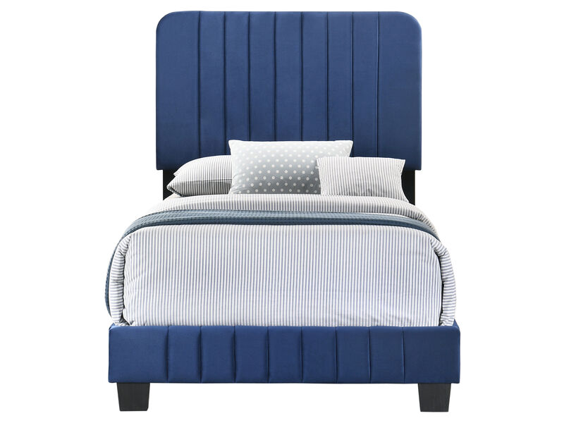 Lodi Velvet Upholstered Channel Tufted Twin Panel Bed