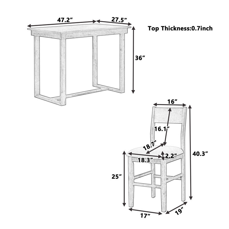 Merax Farmhouse Counter Height 5-Piece Dining Table Set