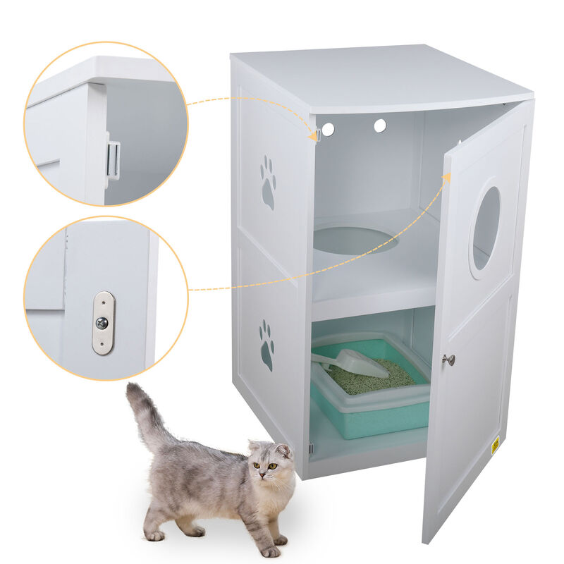 2-Tier Cat Litter Box Enclosure with Multiple Vents Brown