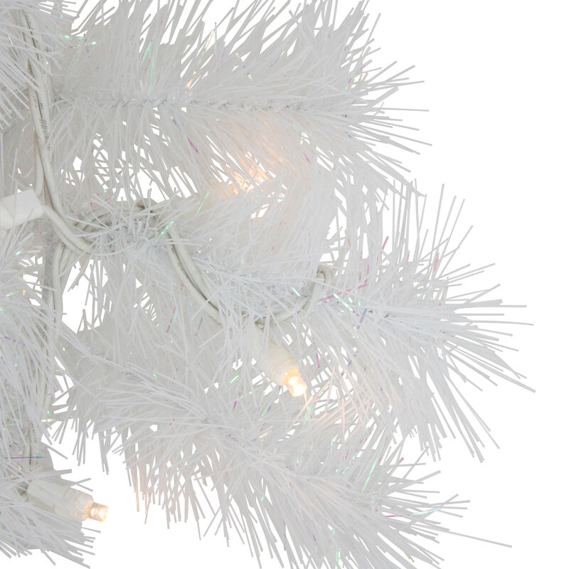 Pre-Lit White Alaskan Pine Artificial Christmas Wreath  24-Inch  Warm White LED Lights image number 2