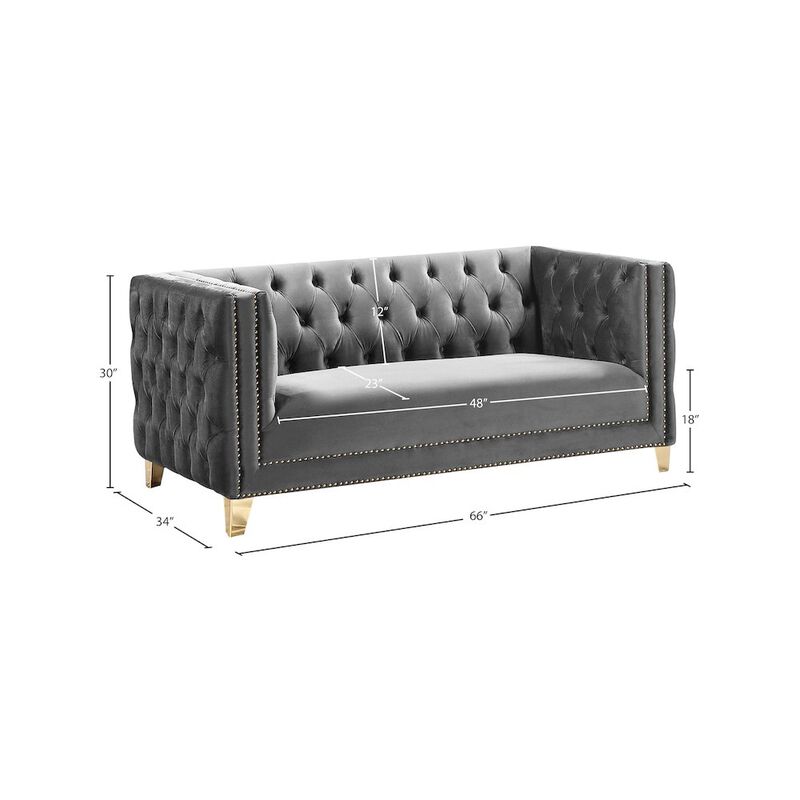 Meridian Furniture Michelle Grey Velvet Loveseat