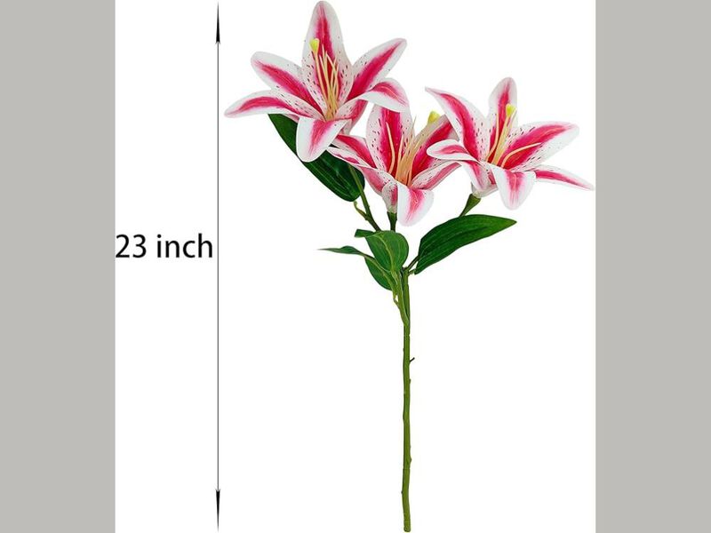 6 Piece Pink Artificial Lily Flower Stems Touch Long Stem Wedding Centerpiece image number 2