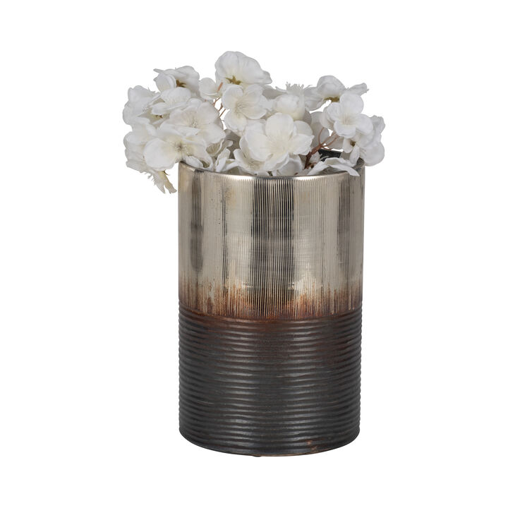 9" Metallic 2-Tone Glass Vase