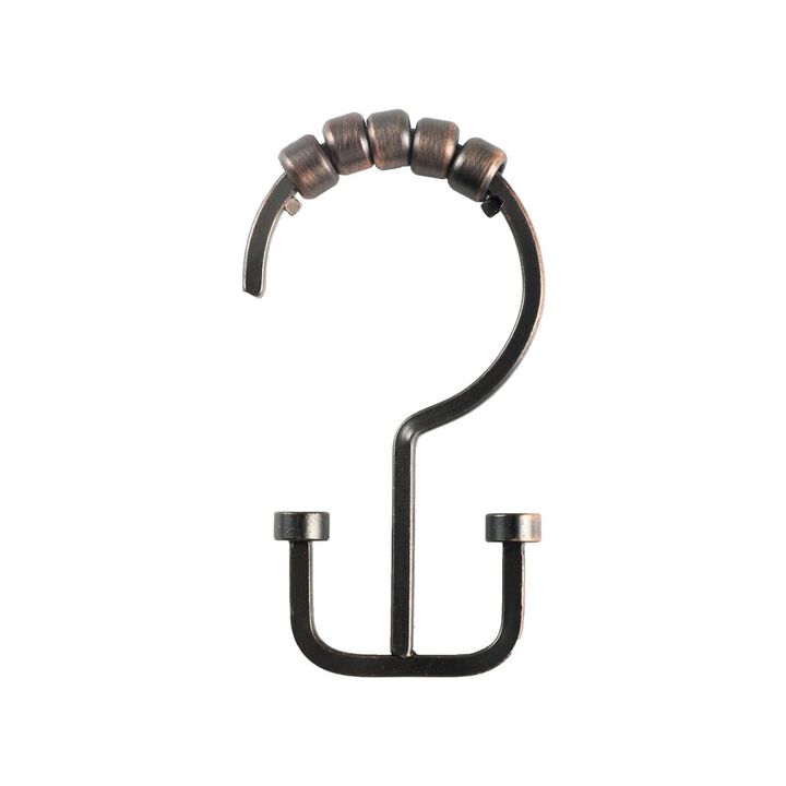 Deco Flat Double Roller Shower Curtain Hooks, Oil Rubbed Bronze