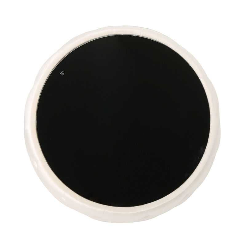 Streamdale Modern Glam Velvet Ottoman with Button-Tufted Stitch and Glass Top image number 7