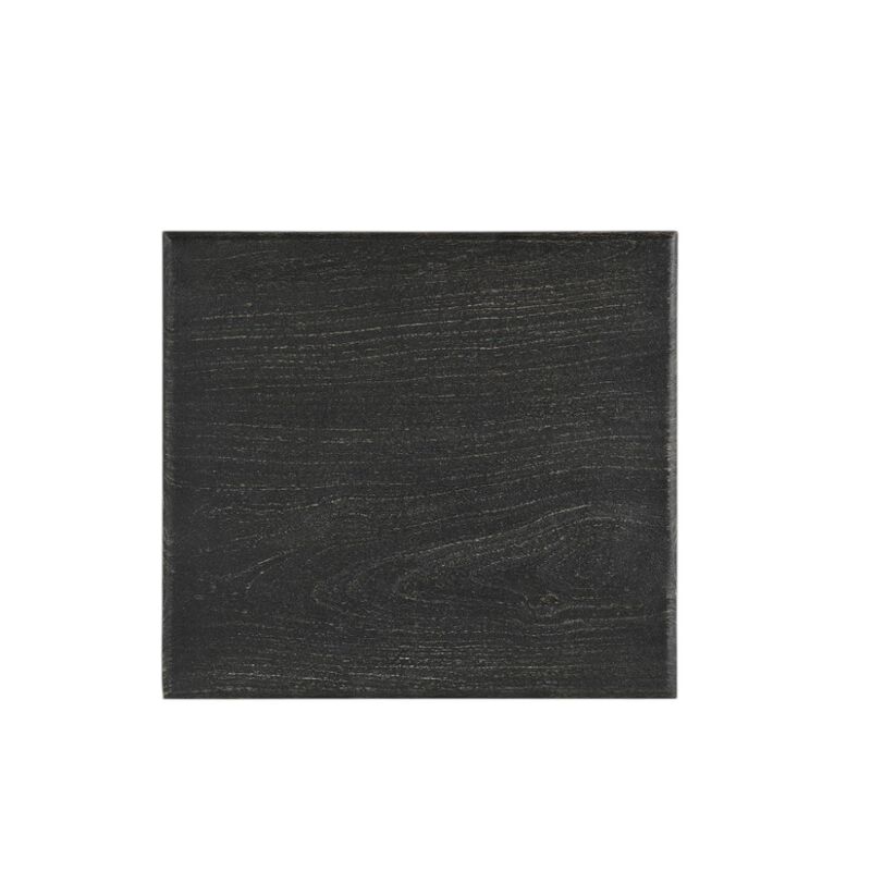 HomeRoots 24" Black Distressed Solid Wood Square End Table image number 4
