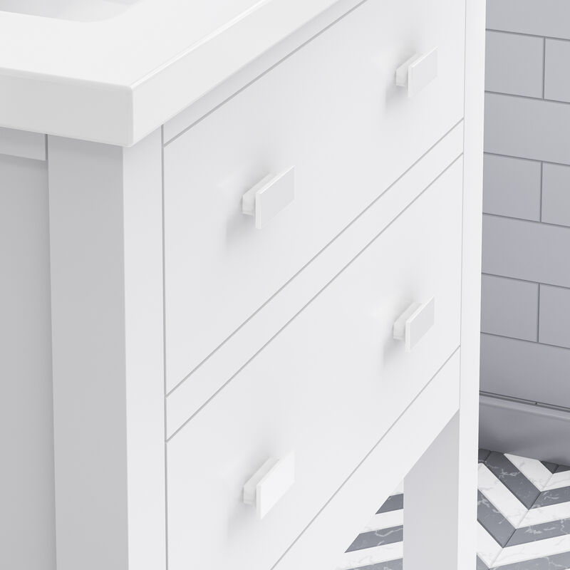 Viola 24 In. Integrated Ceramic Sink Top Vanity in Pure White