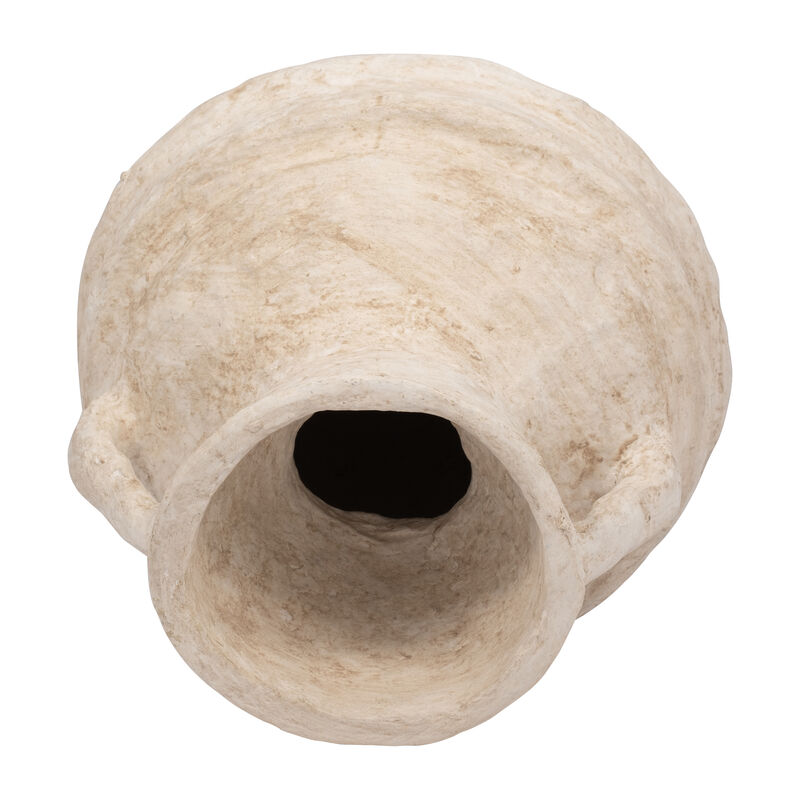 Paper Mache, 15" Vase With Handles, White image number 5