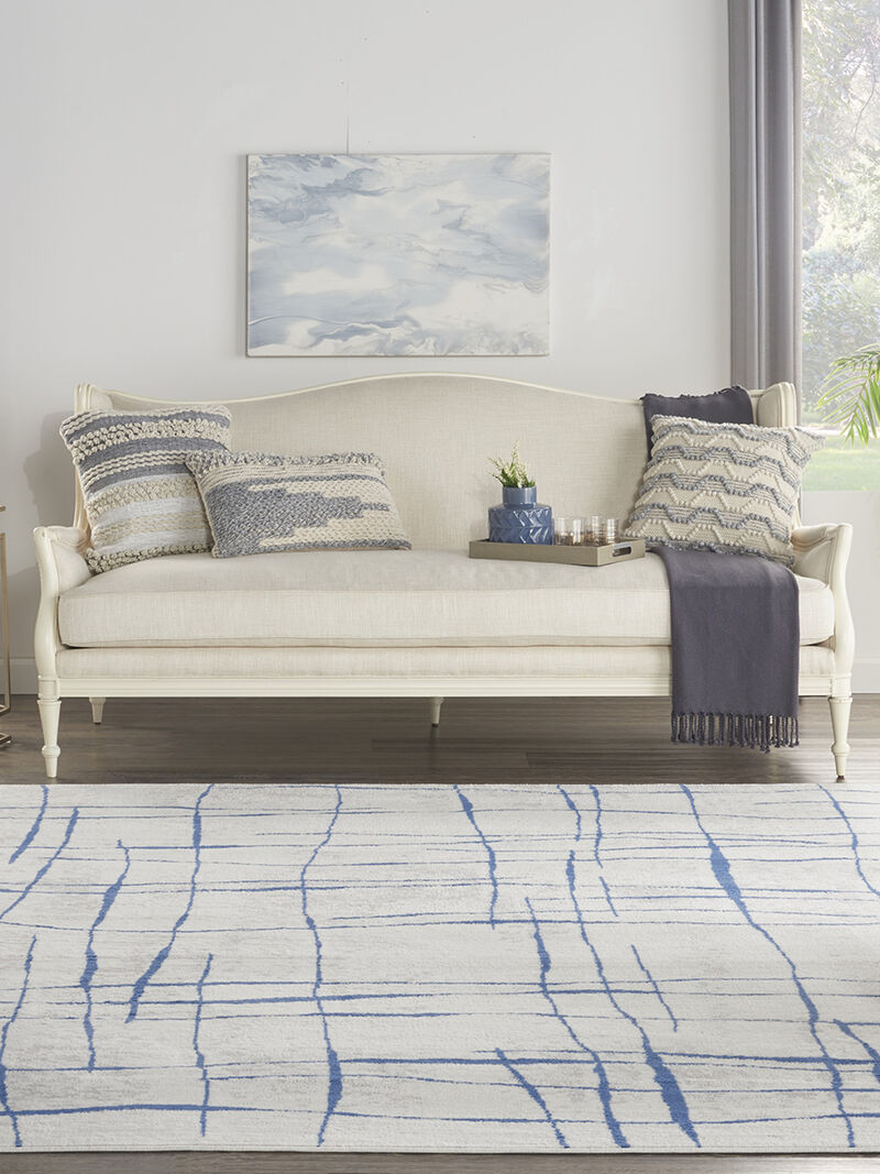 Whimsicle WHS09 Ivory/Blue 8' x Round Rug