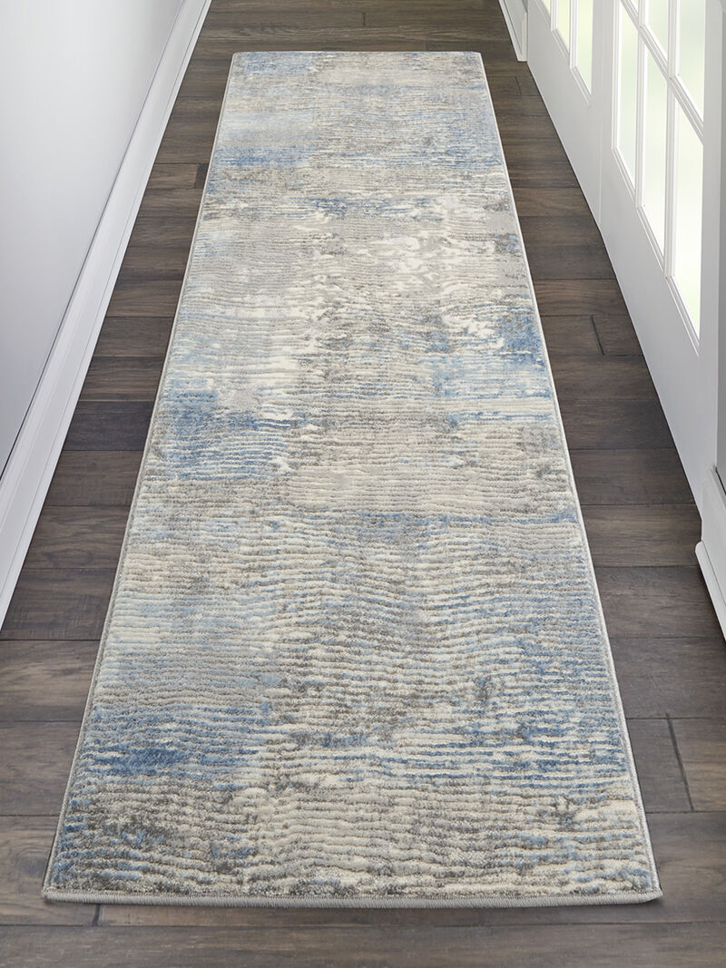 Solace SLA01 Ivory/Gray/Blue 2'3" x 7'3" Rug image number 5