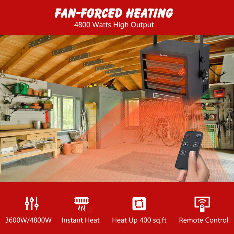 Mondawe 4800W Garage Heater,Equipped With Adjustable Thermostat,Can Ceiling-Mounted Garage Heater